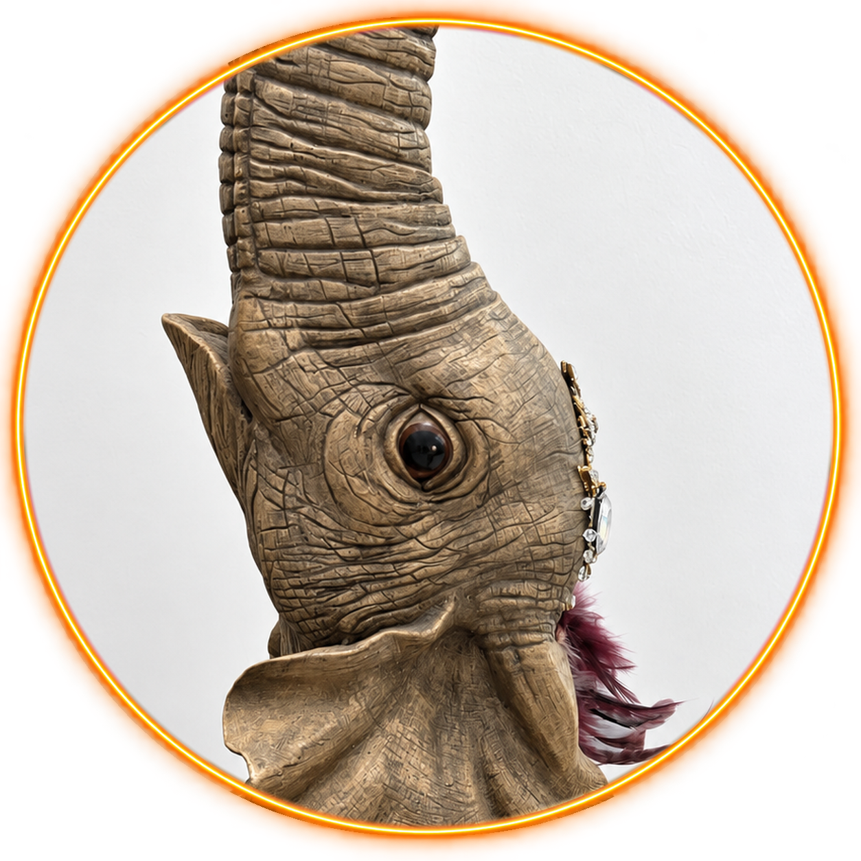The elephant face in the neon-orange portal